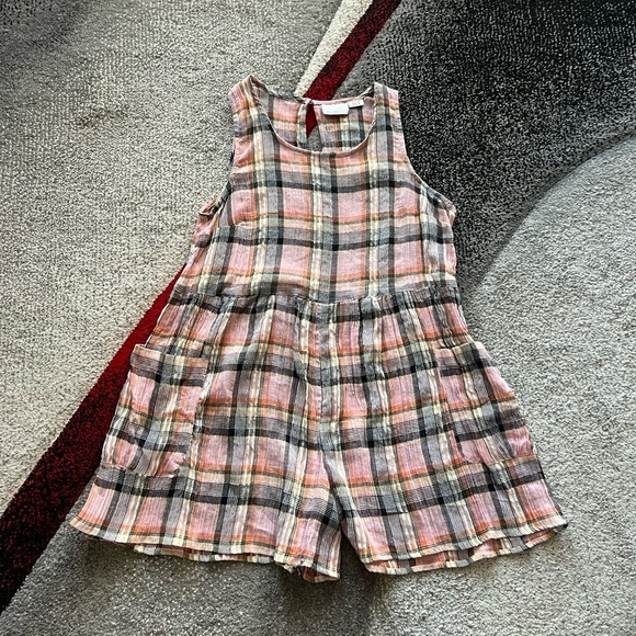 ASOS Pink Plaid Lightweight Romper - Picture 1 of 3